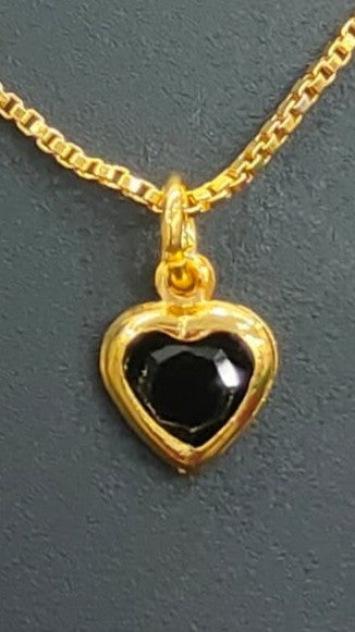 Gold plated chain and black stone pendant itspn04