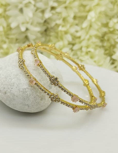 Gold plated stone bangle