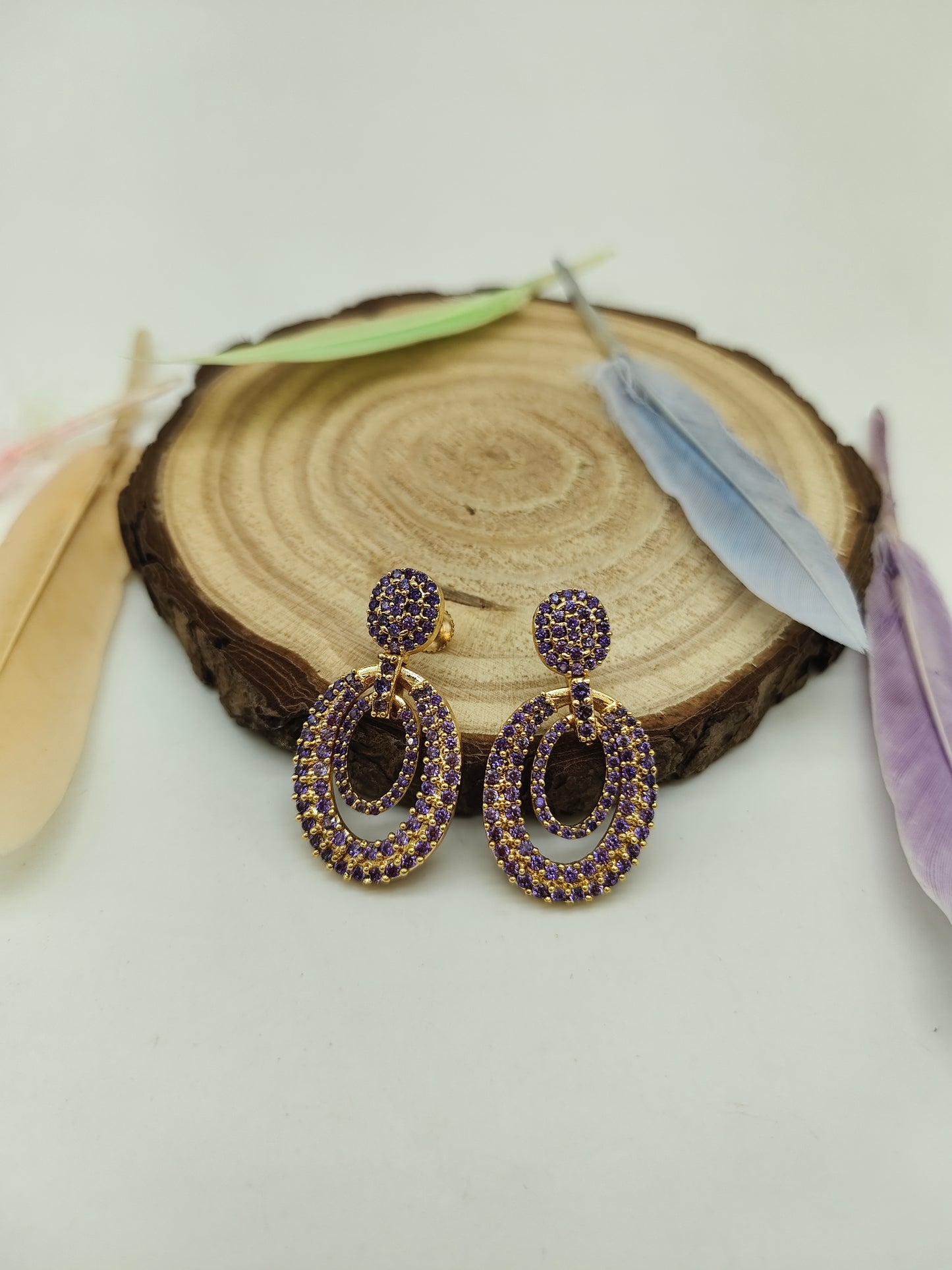 Gold plated stone earrings