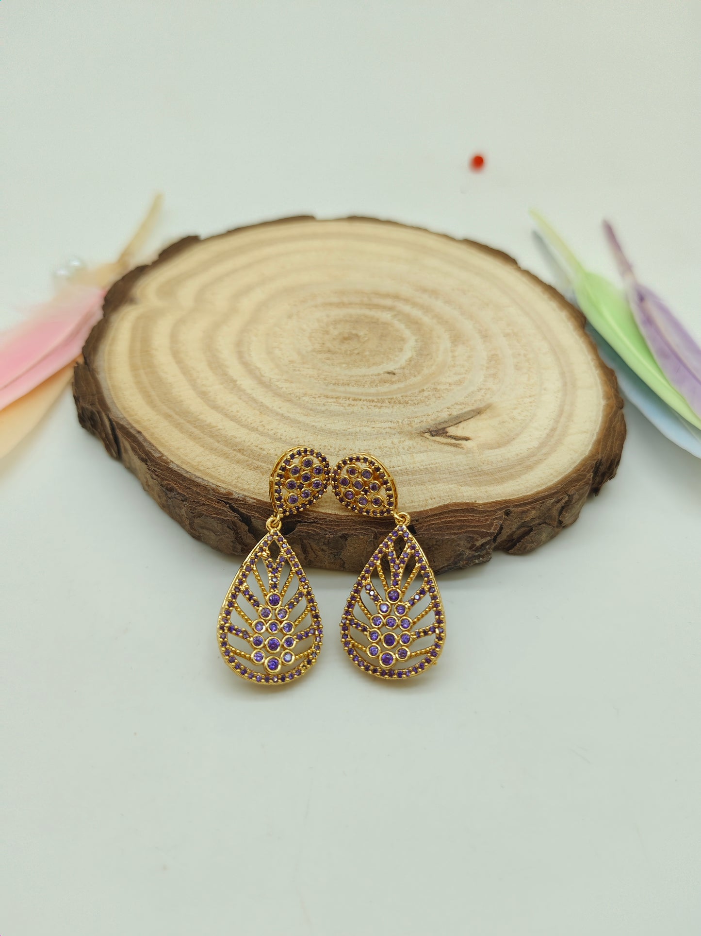 Gold plated stone earrings