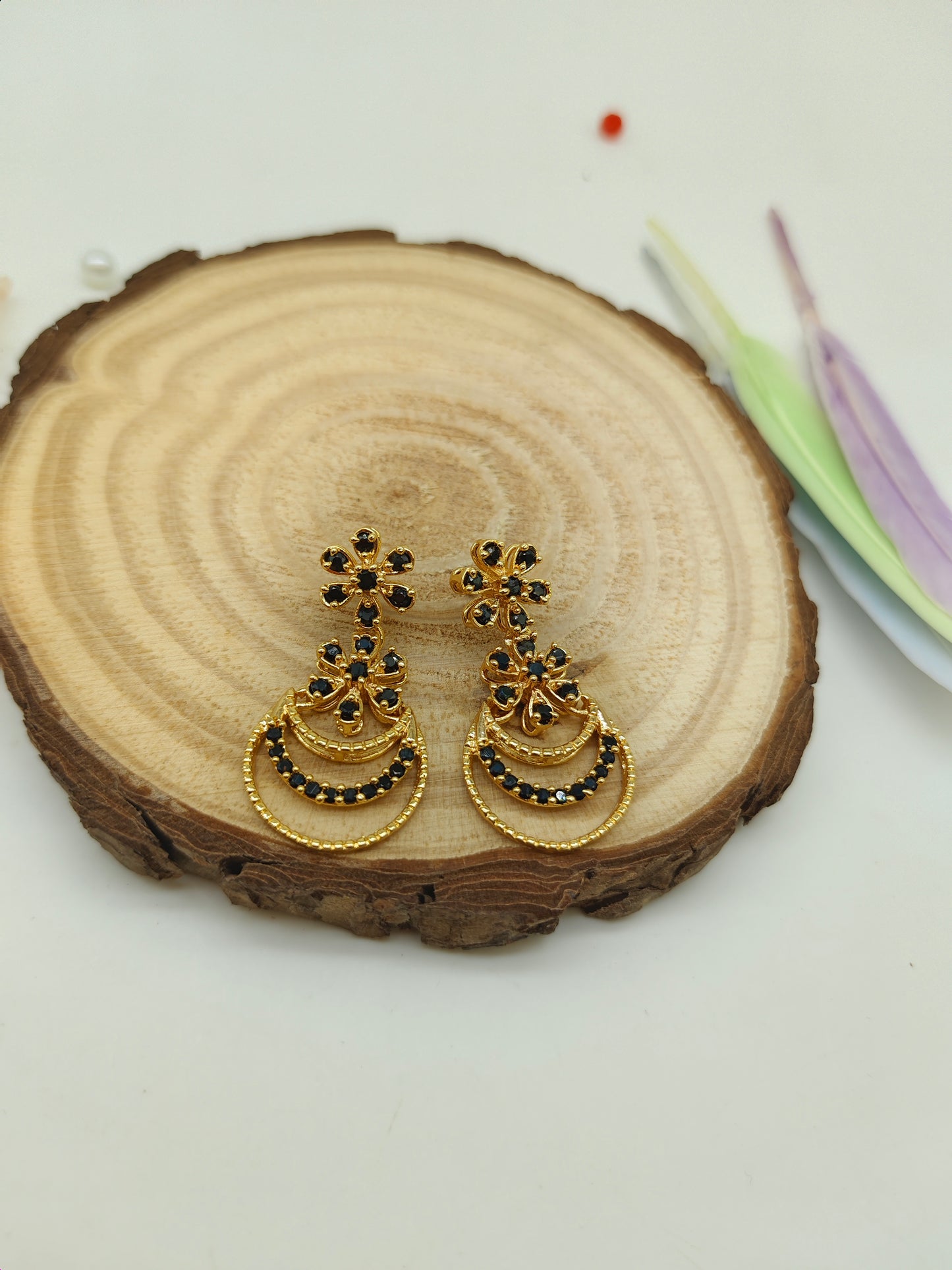 Gold plated stone earrings