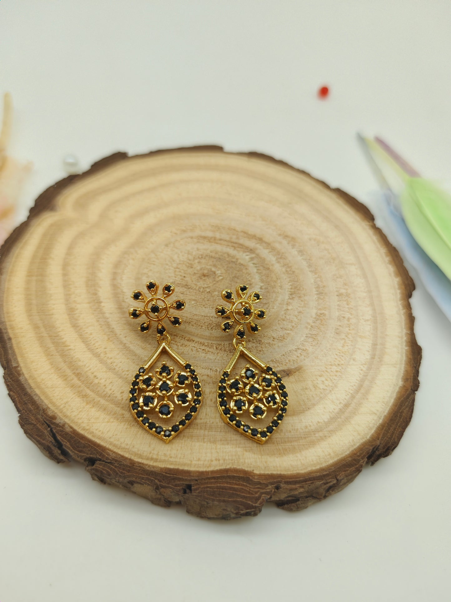 Gold plated stone earrings