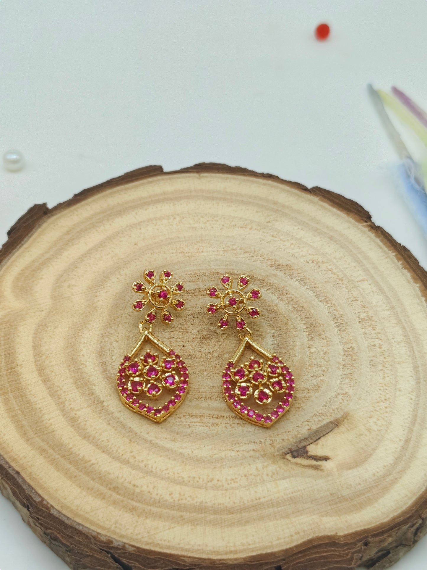 Gold plated stone earrings