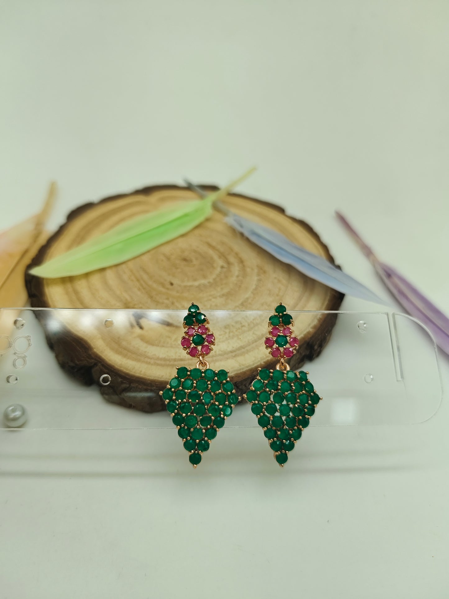 Gold plated stone earrings