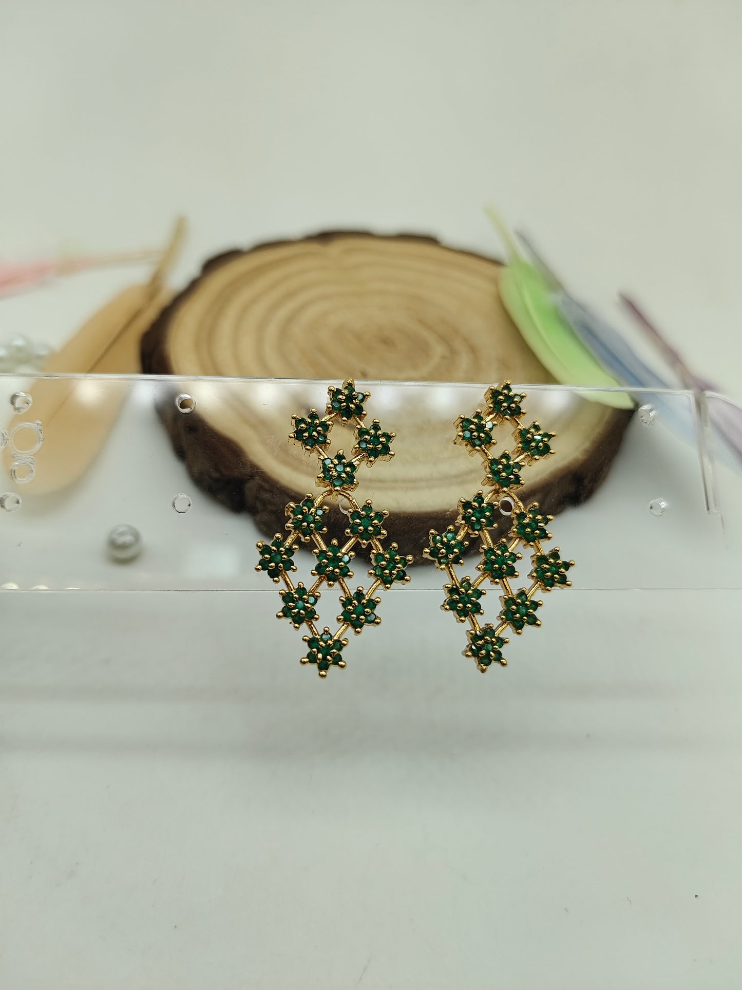 Gold plated stone earrings