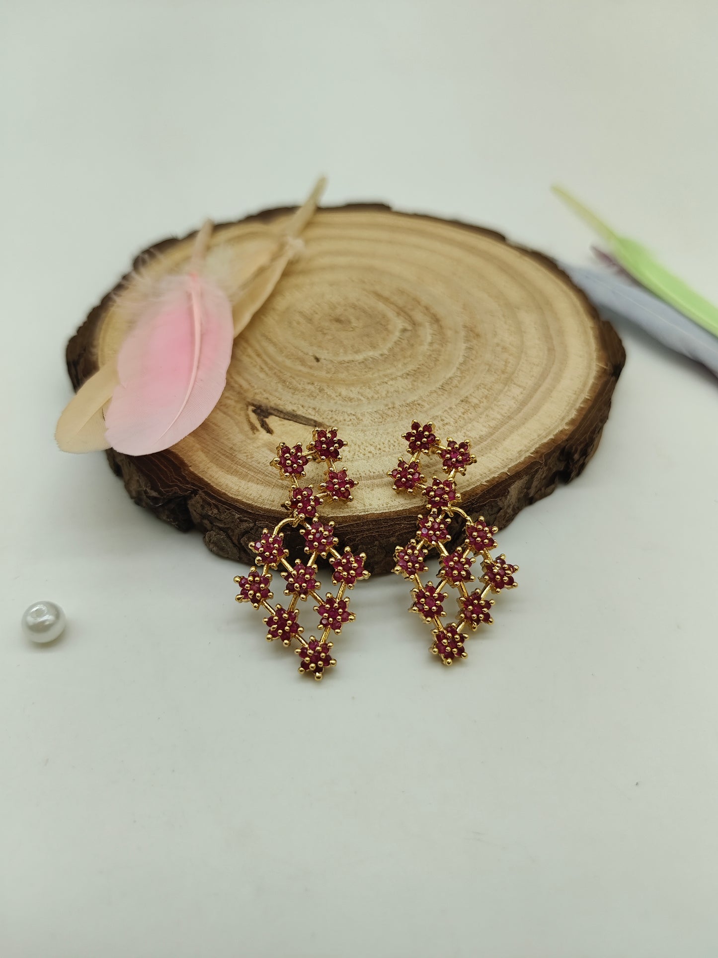 Gold plated stone earrings