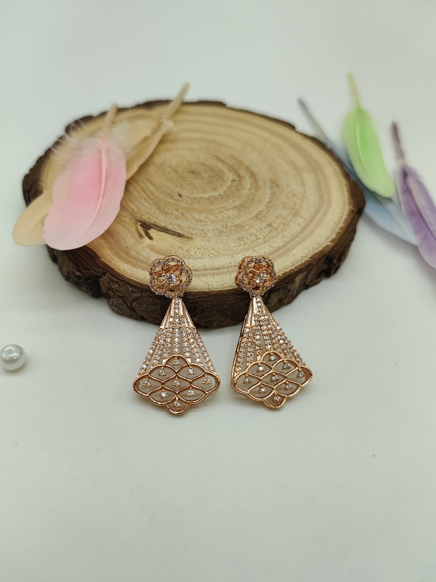 Gold plated stone earrings