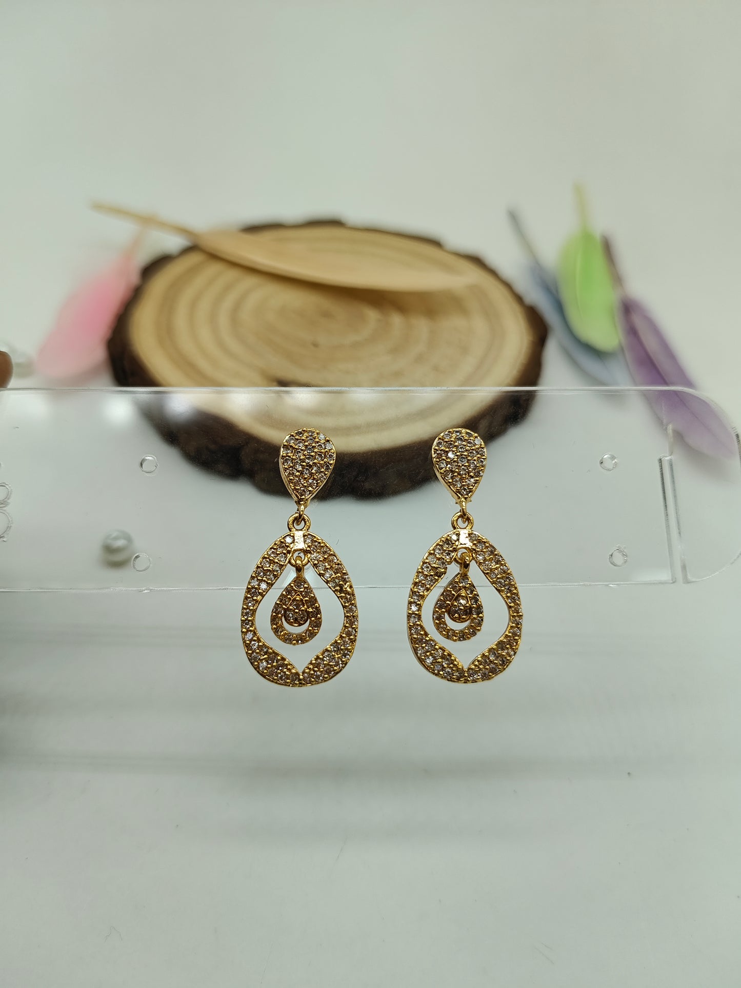 Gold plated stone earrings