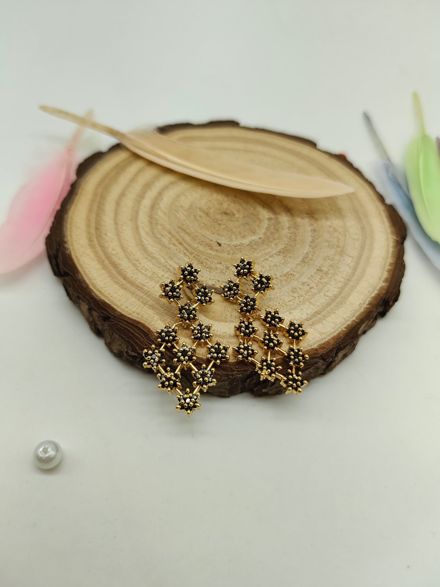 Gold plated stone earrings