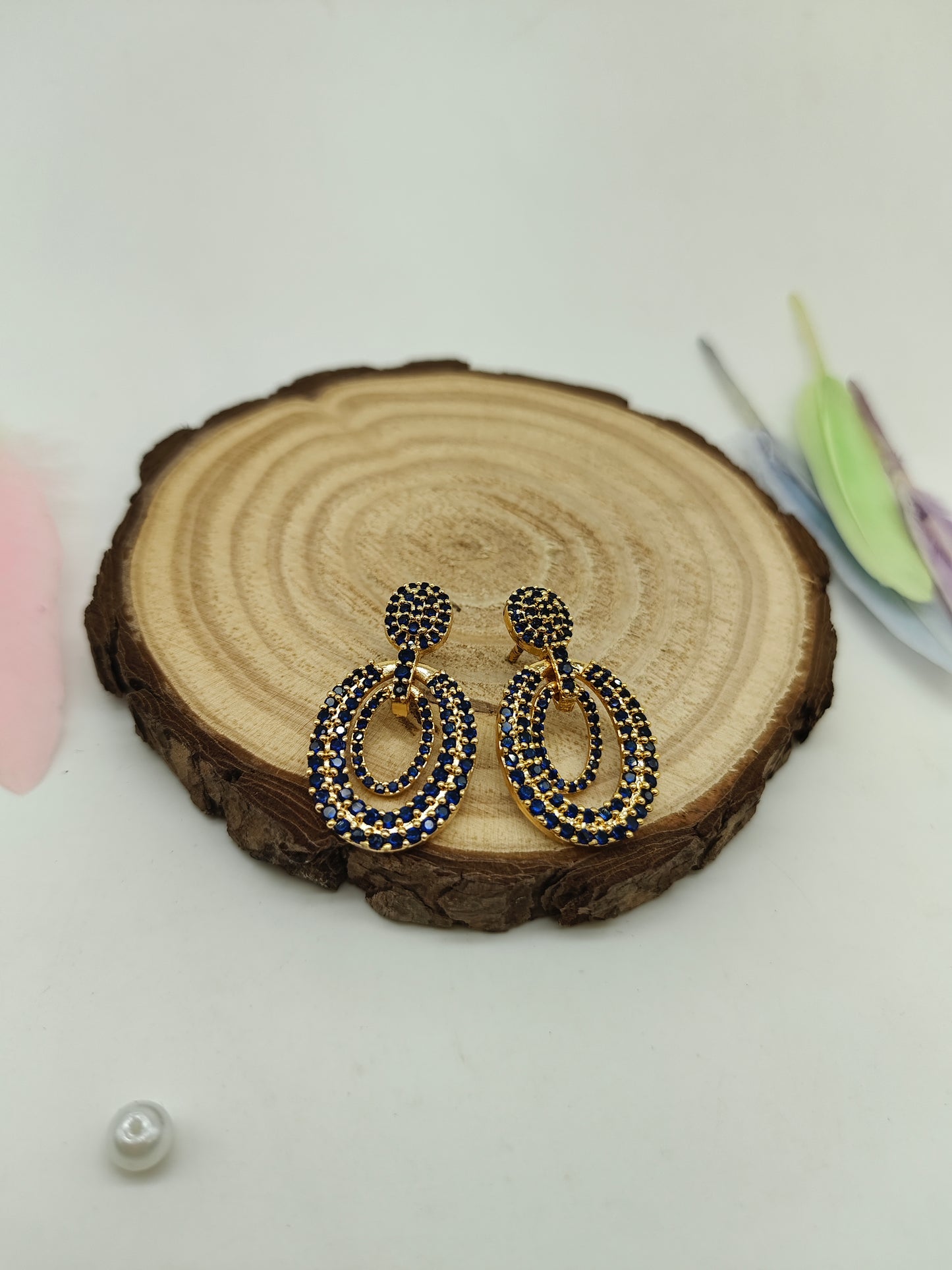 Gold plated stone earrings