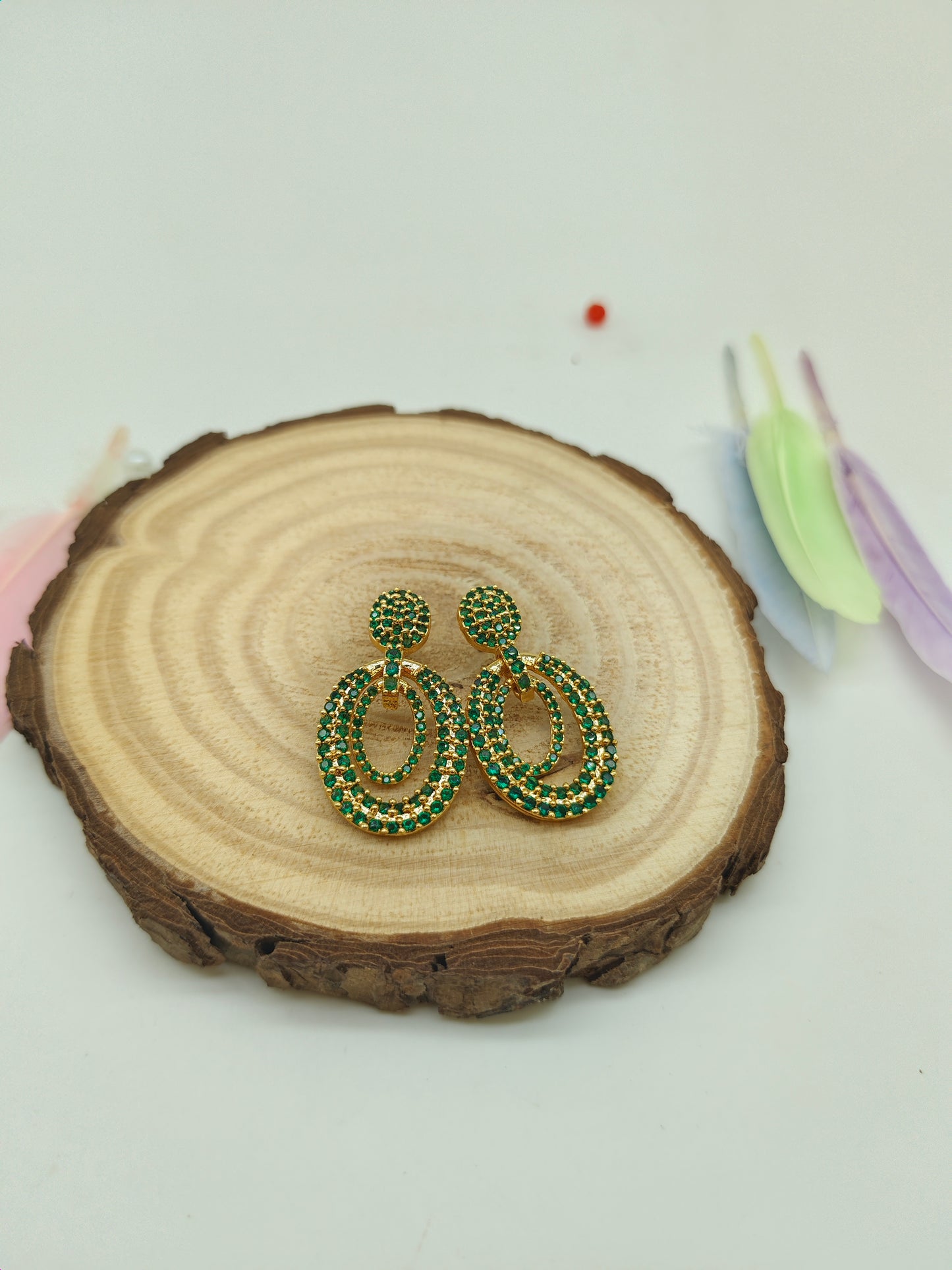 Gold plated stone earrings