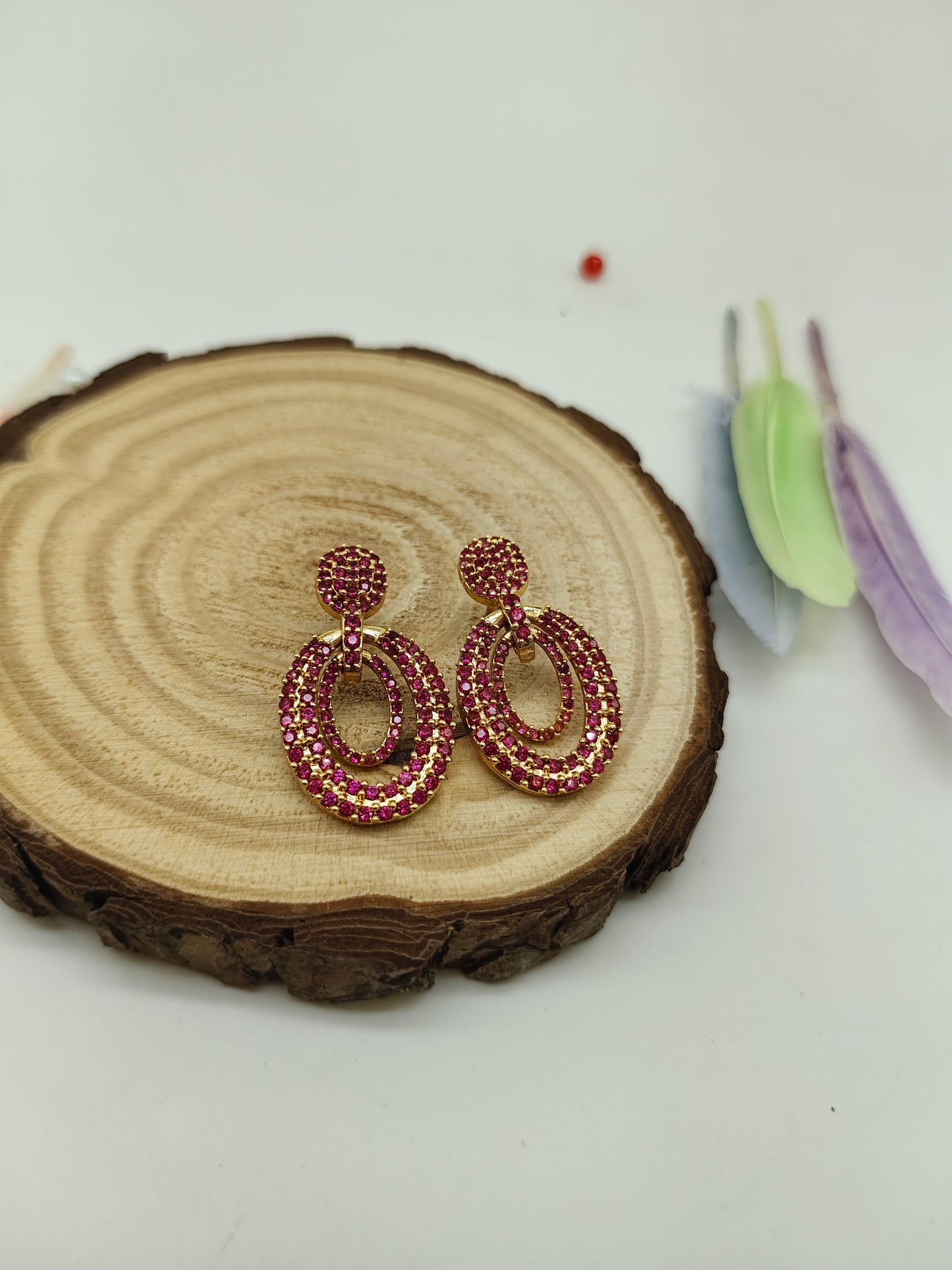 Gold plated stone earrings