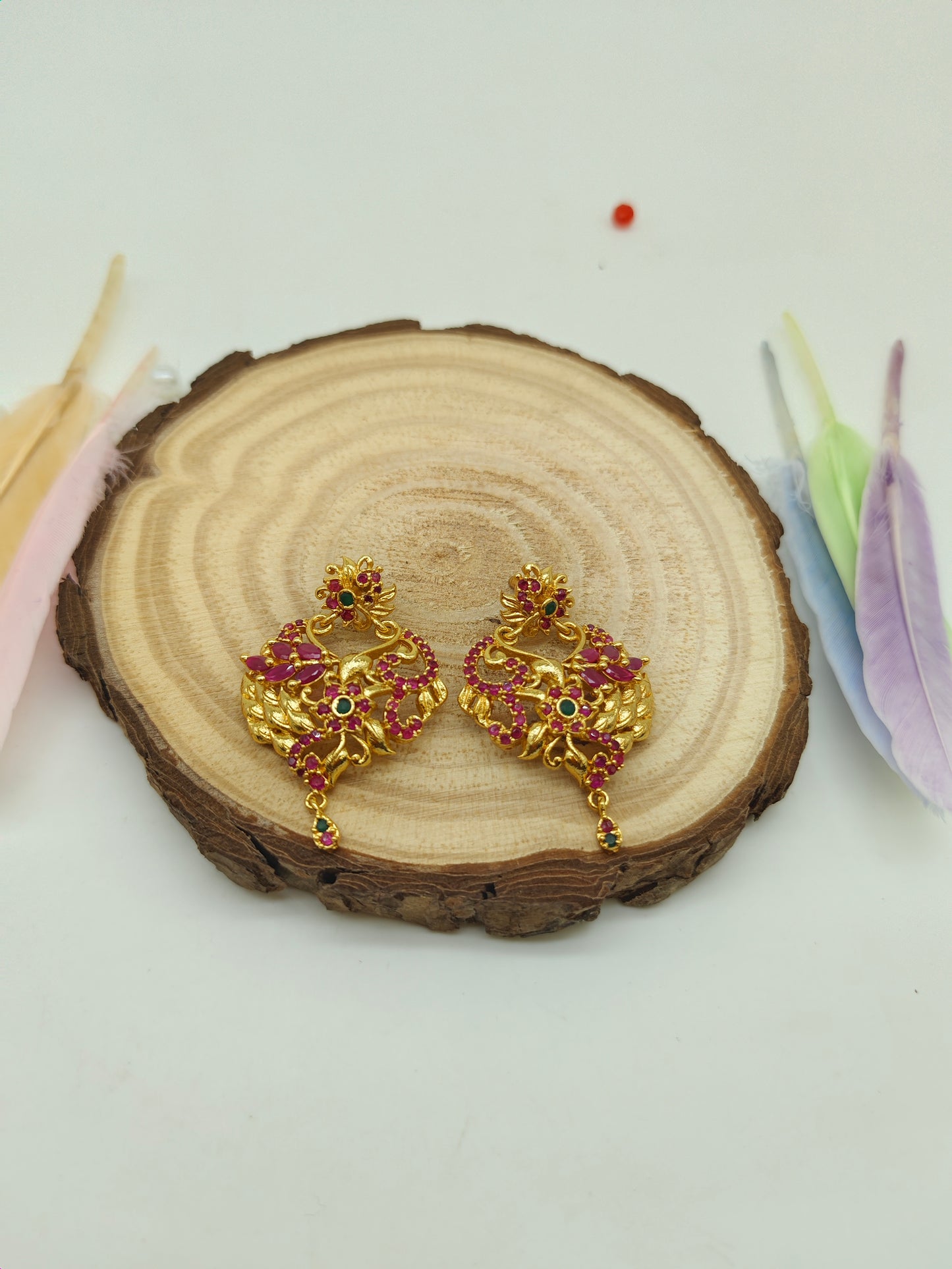 Gold plated stone earrings