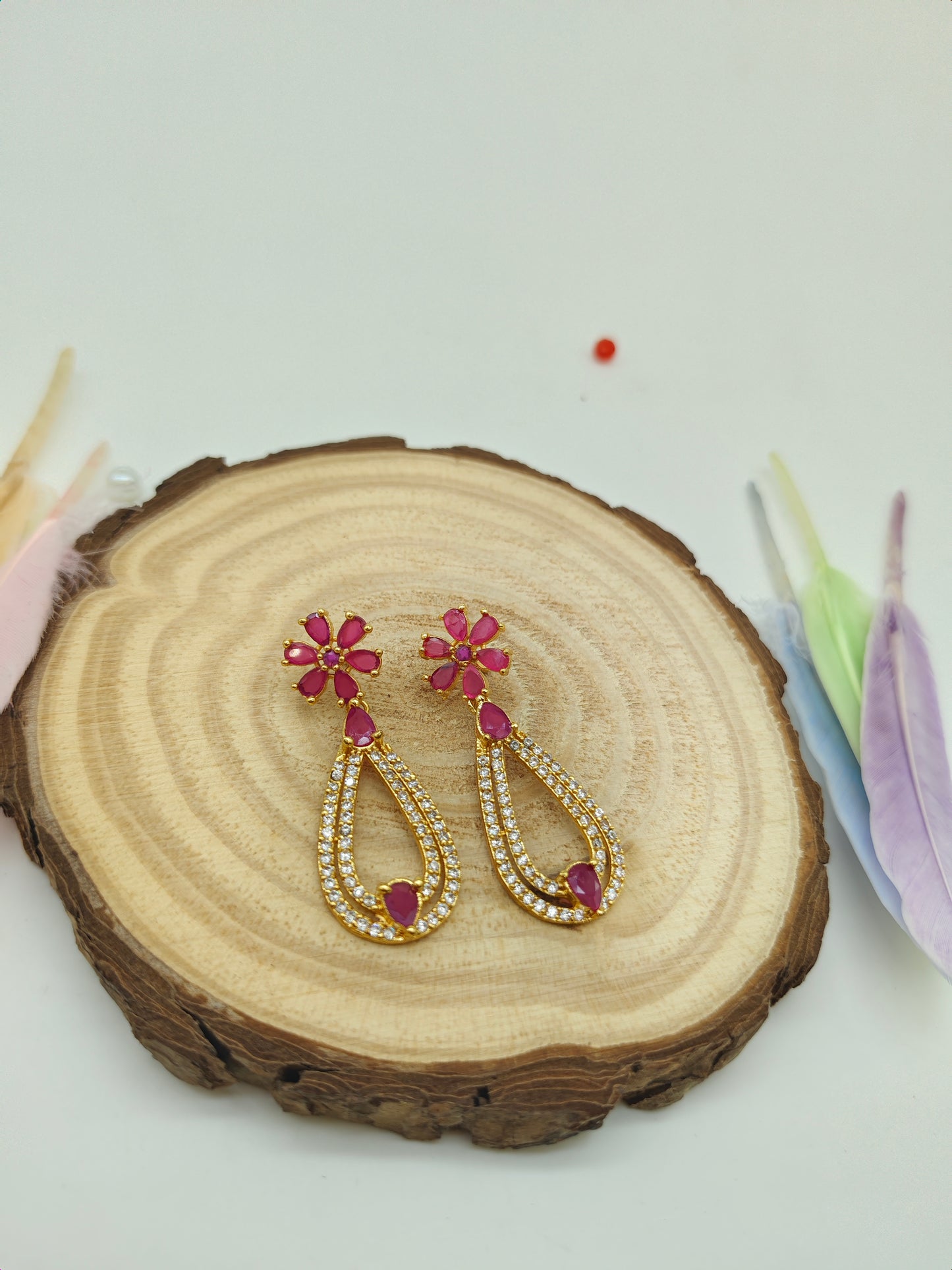 Gold plated stone earrings