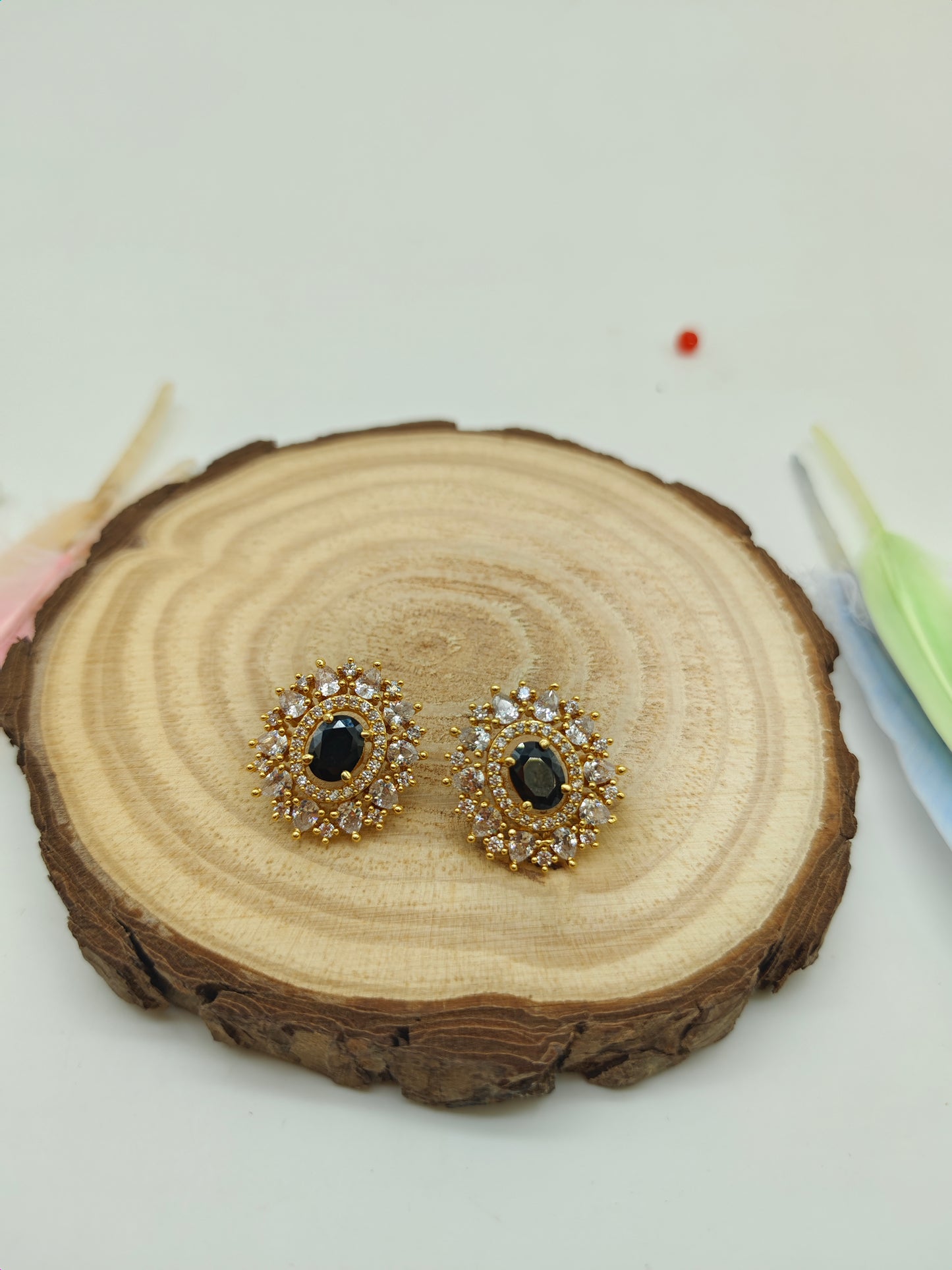 Gold plated stone earrings