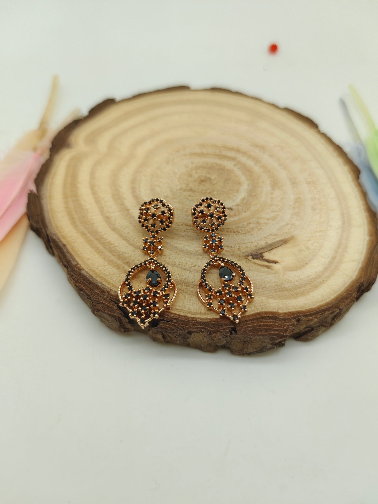 Gold plated stone earrings