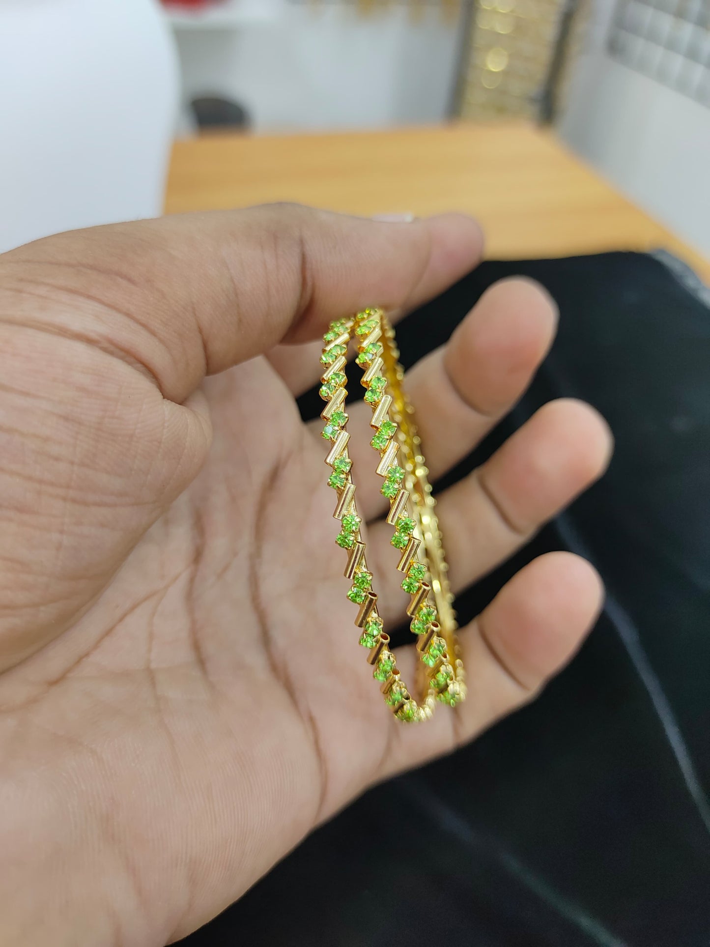 Gold plated Green Stone bangle
