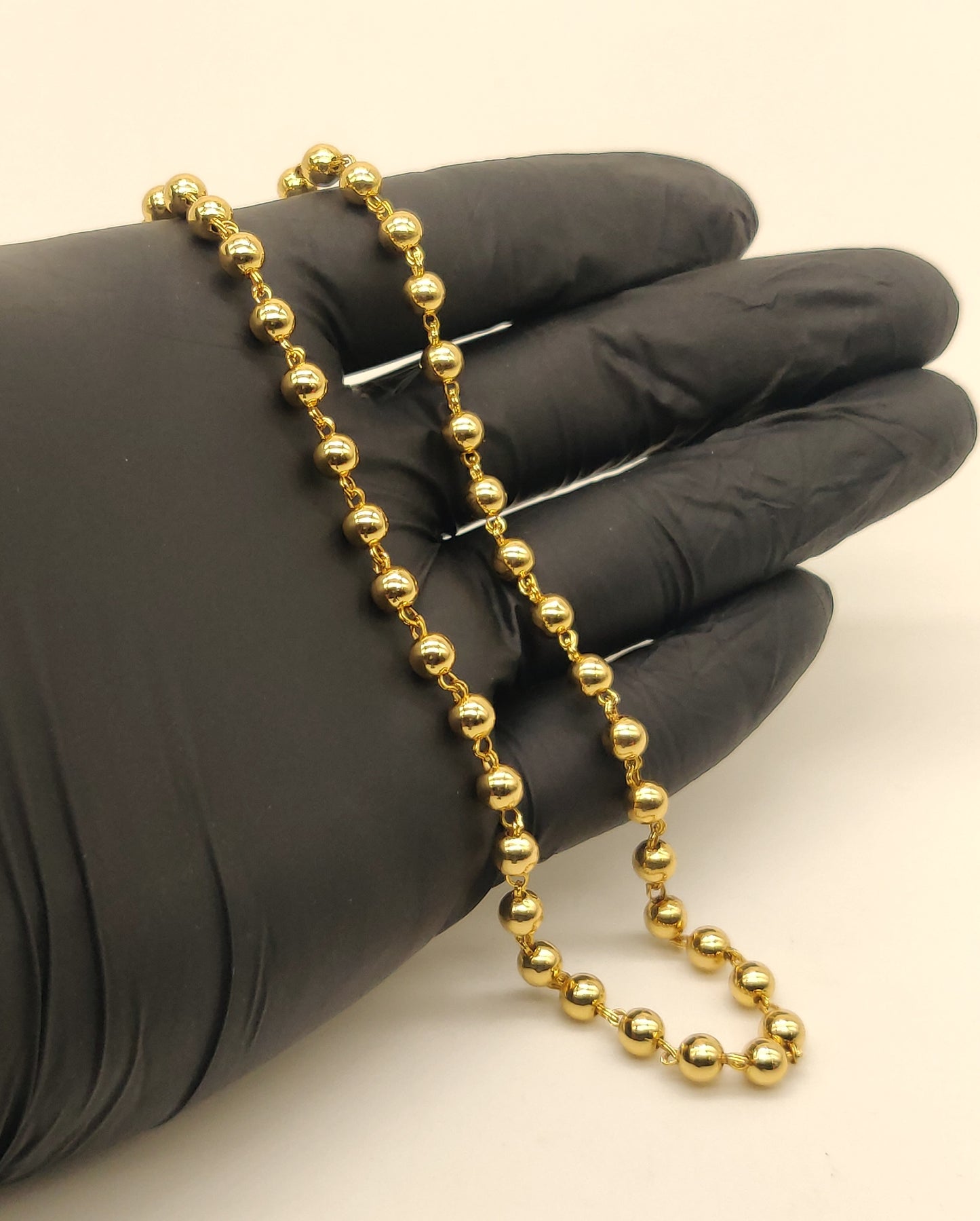 Gold plated single layer golden balls chain