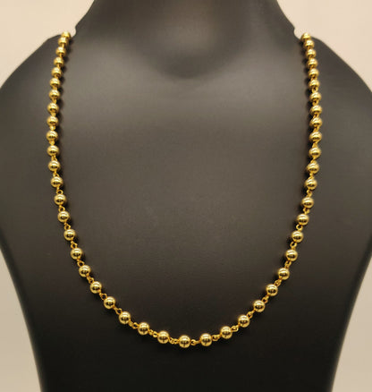 Gold plated single layer golden balls chain