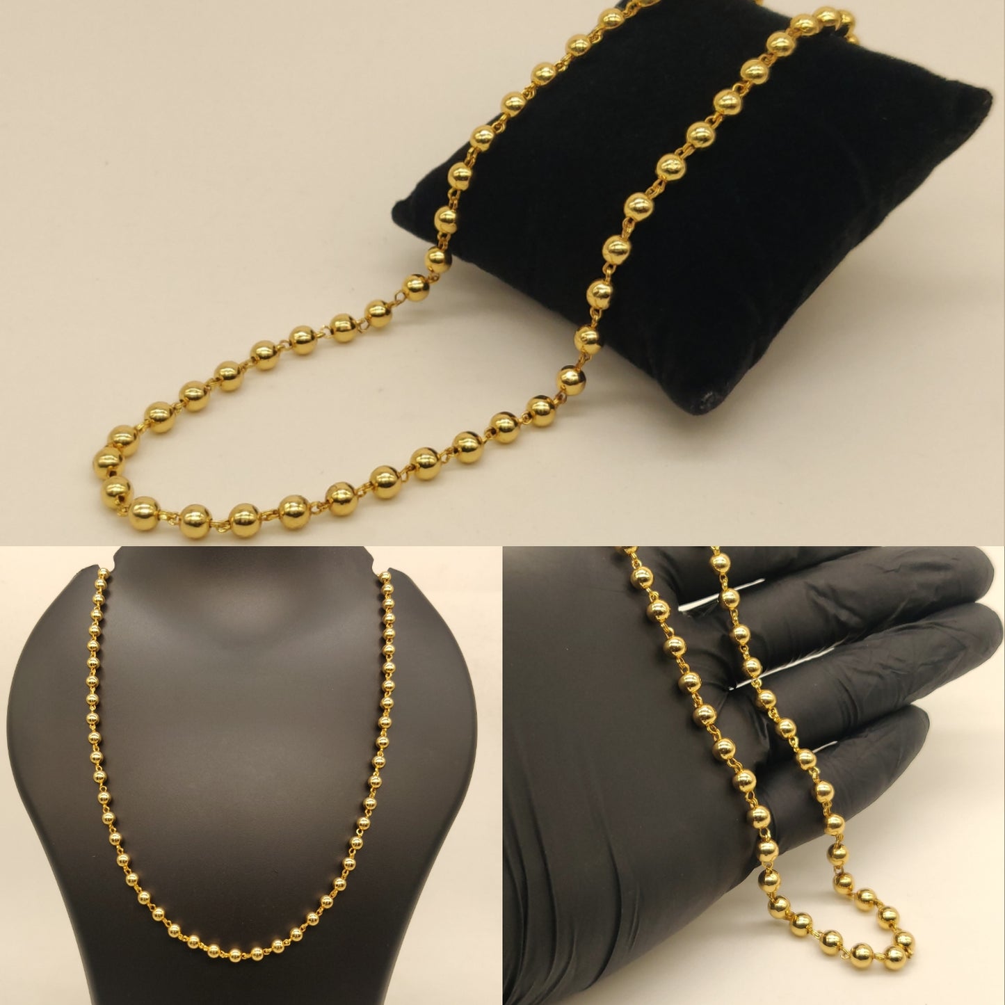 Gold plated single layer golden balls chain