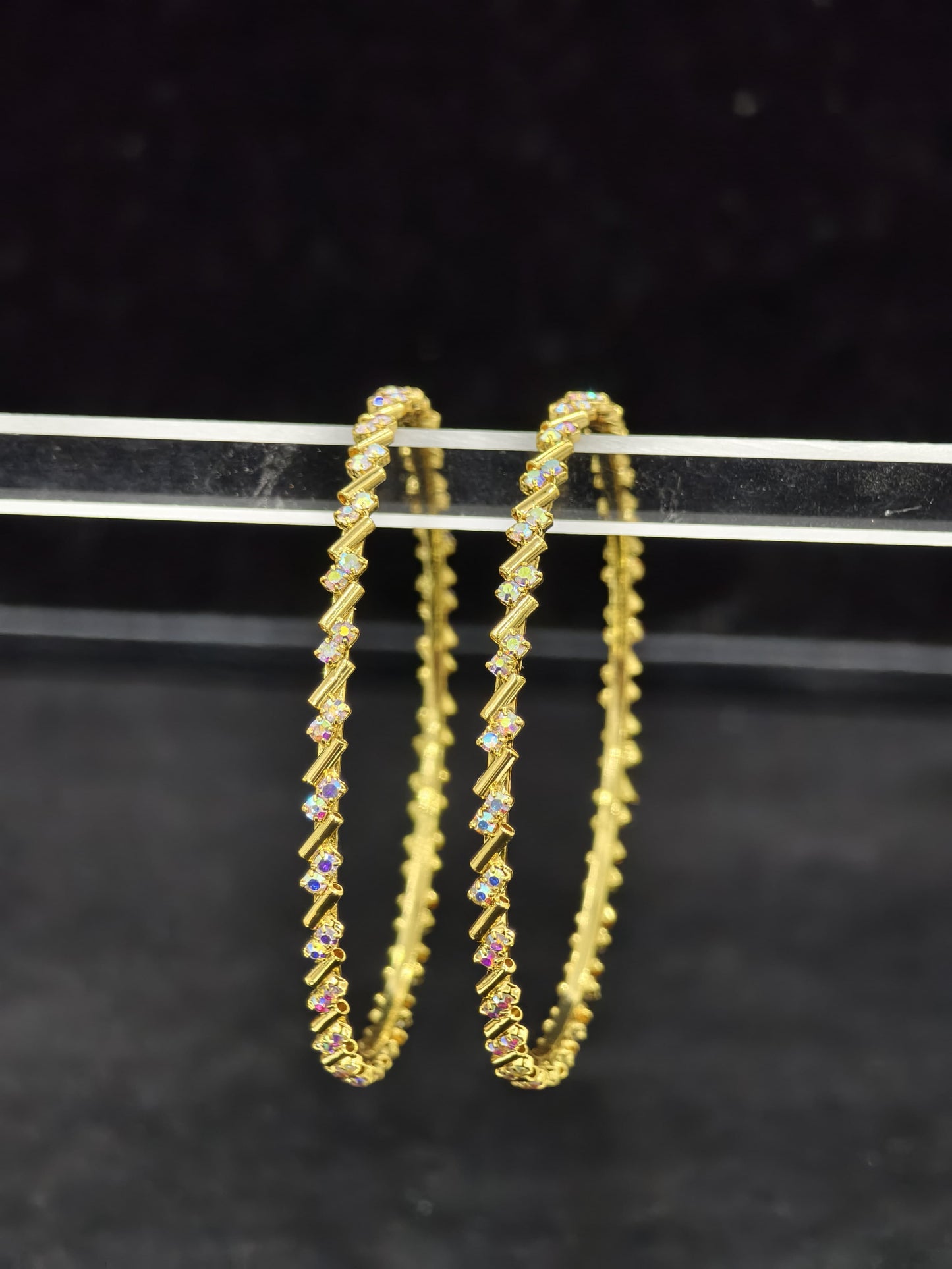 Gold plated Rainbow Color Stone bangle