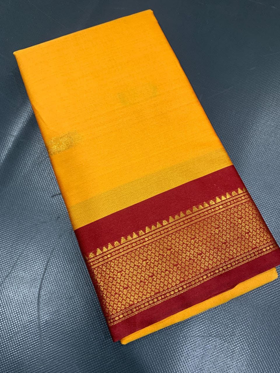 Cotton Silk gold weaving border with contrast blouse