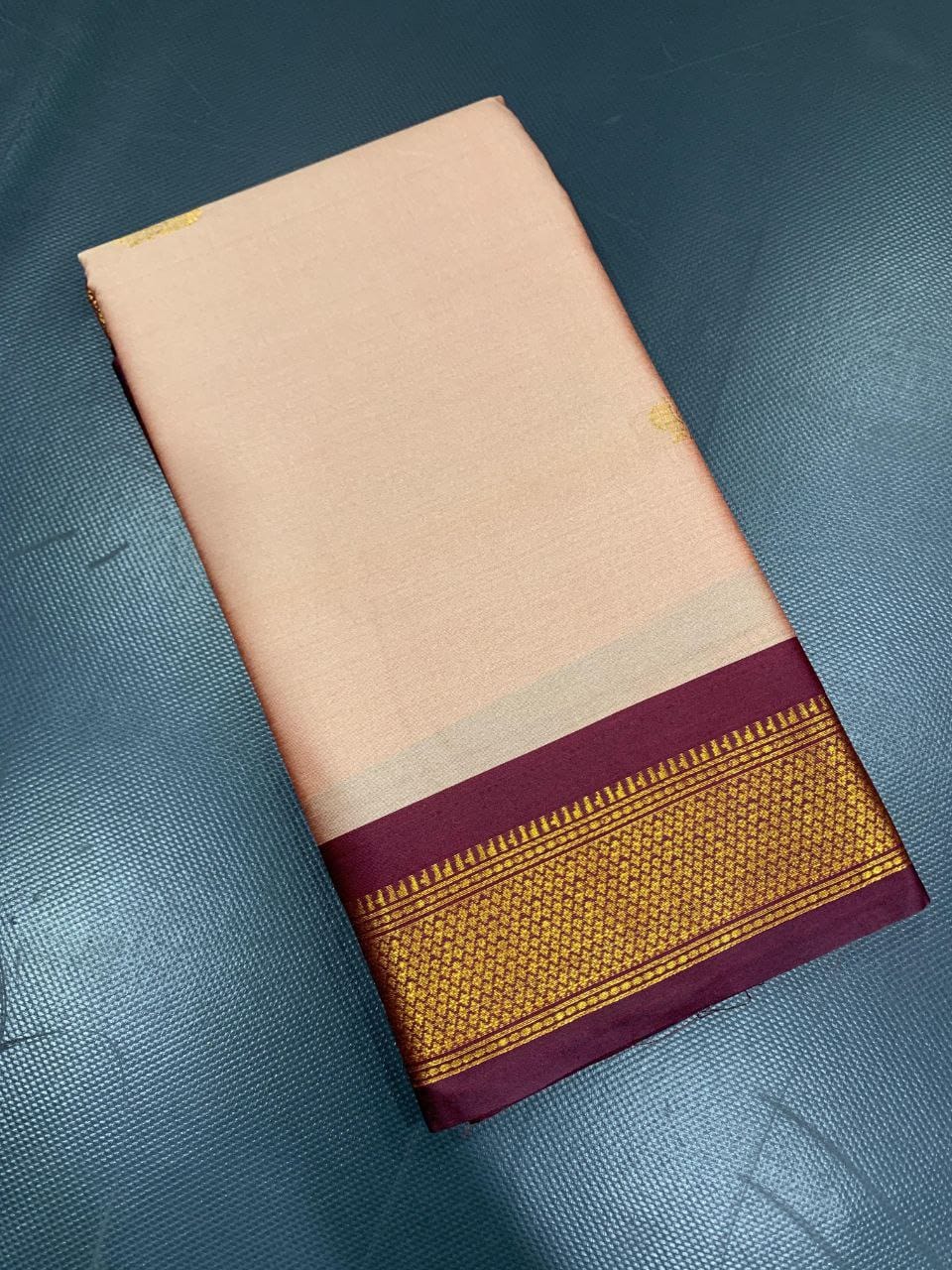 Cotton Silk gold weaving border with contrast blouse