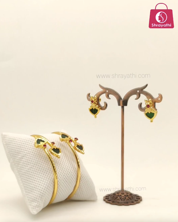 Gold plated palakka combo jewellery set