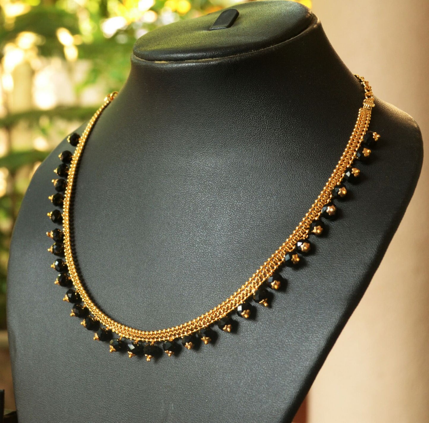 Black Beaded Necklace - by Shrayathi