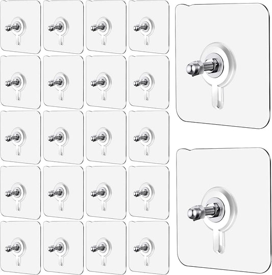 Wall Hooks, Adhesive Wall Screws Hanging Nails, No-Drilling Waterproof Screw Free Stickers for Hanging, Heavy-Duty Adhesive Wall Mount Screw Hooks for Kitchen Bathroom Bedroom Living Room 10 Pcs