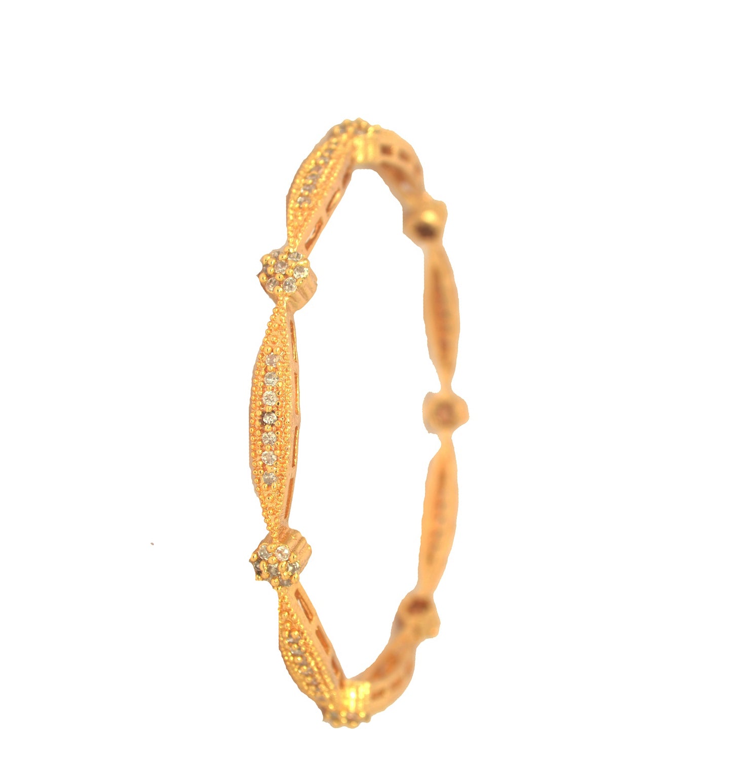 Gold plated bangle with white stones - Bangle by Shrayathi
