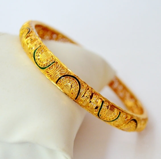 Gold plated enamel bangle - Bangle by Shrayathi