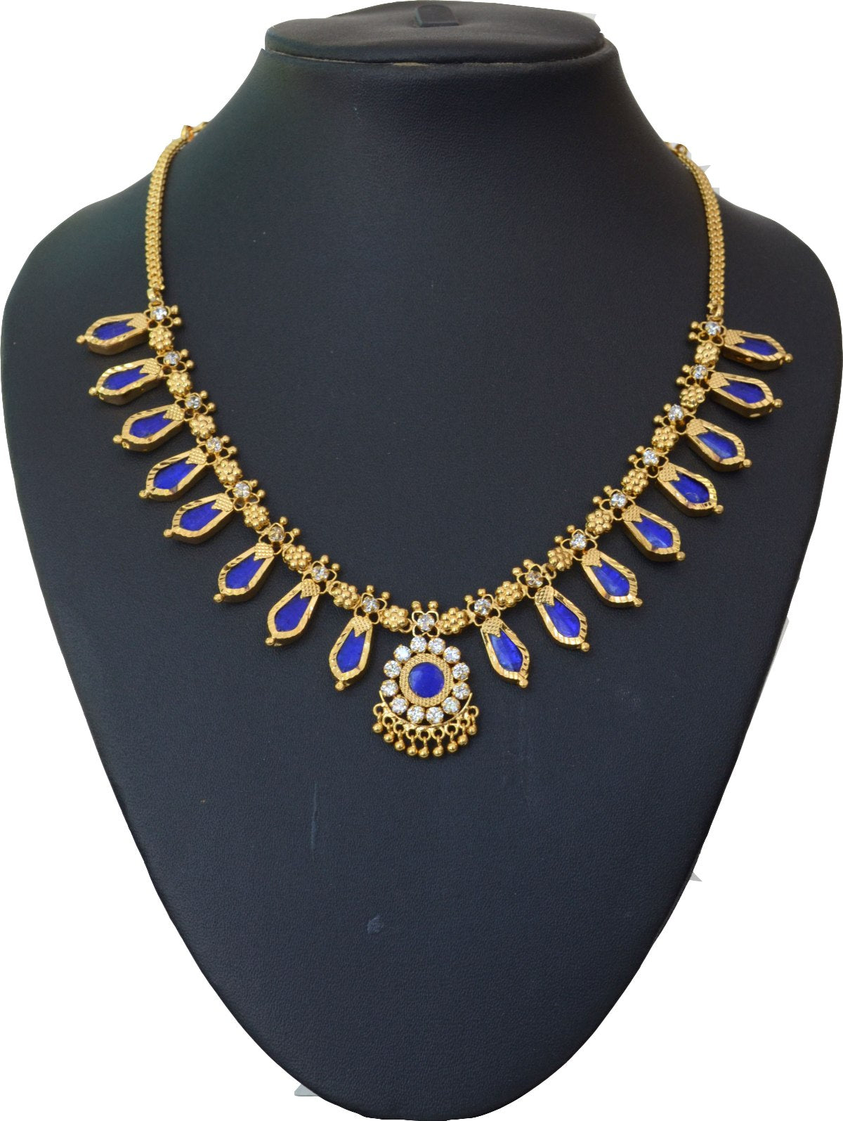 Blue nagapadam necklace - by Shrayathi