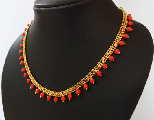 Orange Beaded Necklace -  by Shrayathi