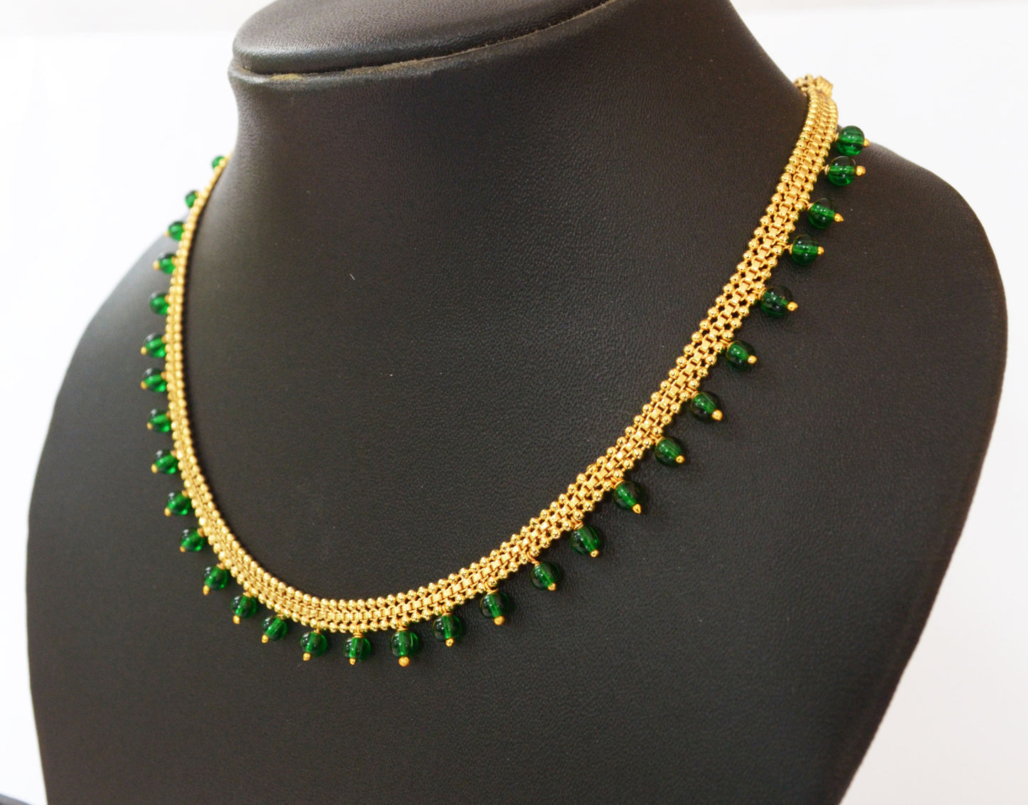 Green Beaded Necklace - by Shrayathi
