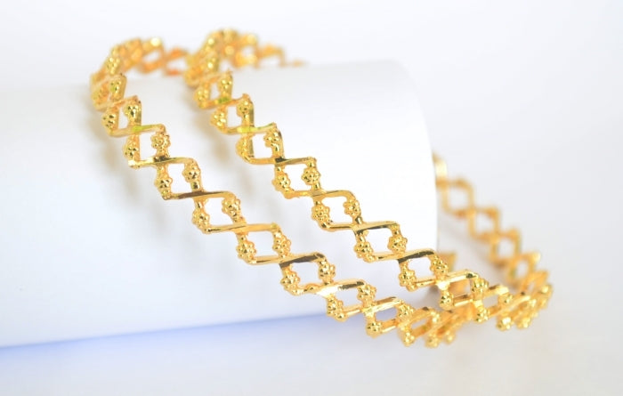 Zig zag designer gold plated bangle - by Shrayathi
