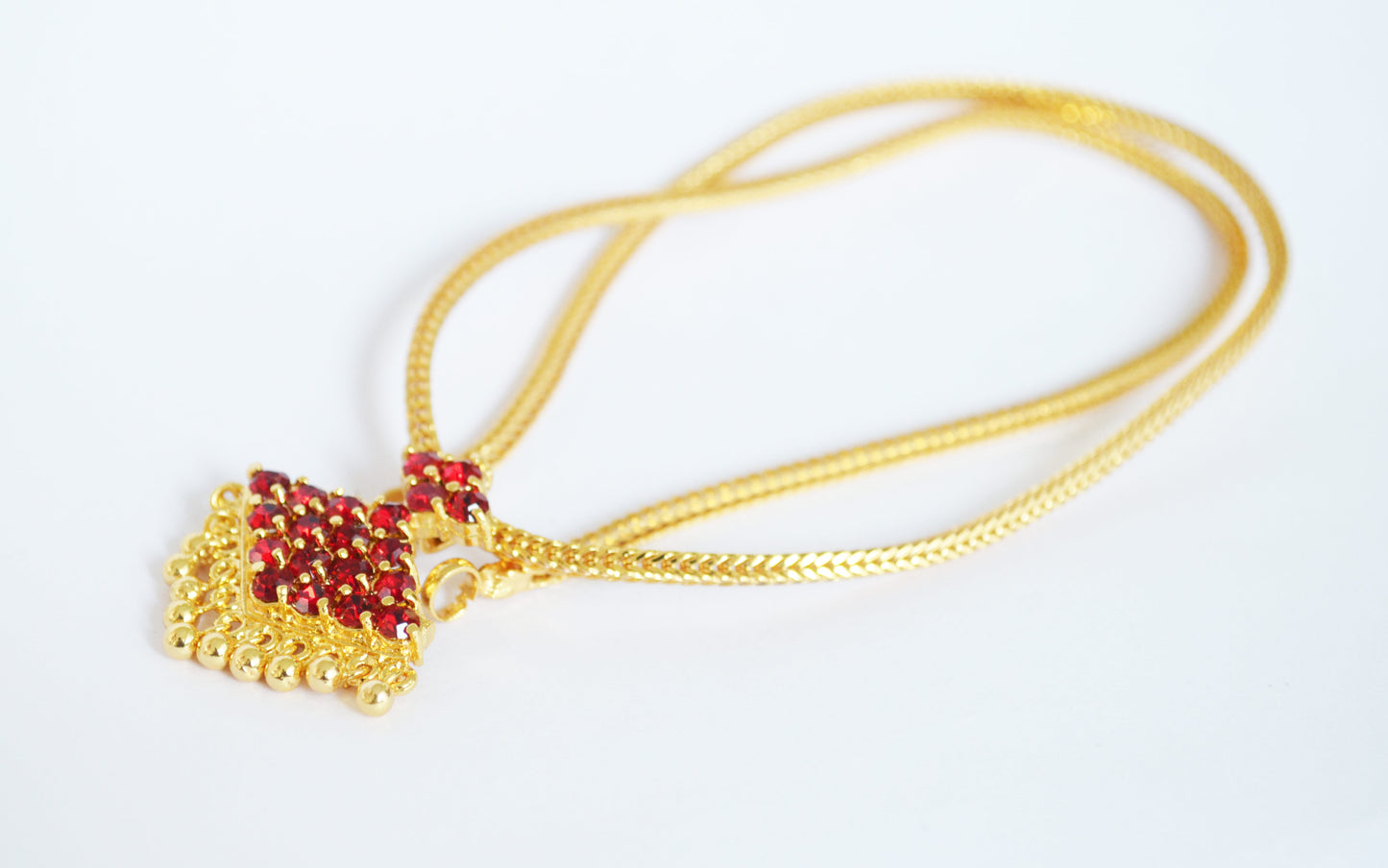 Red stone simple necklace - by Shrayathi