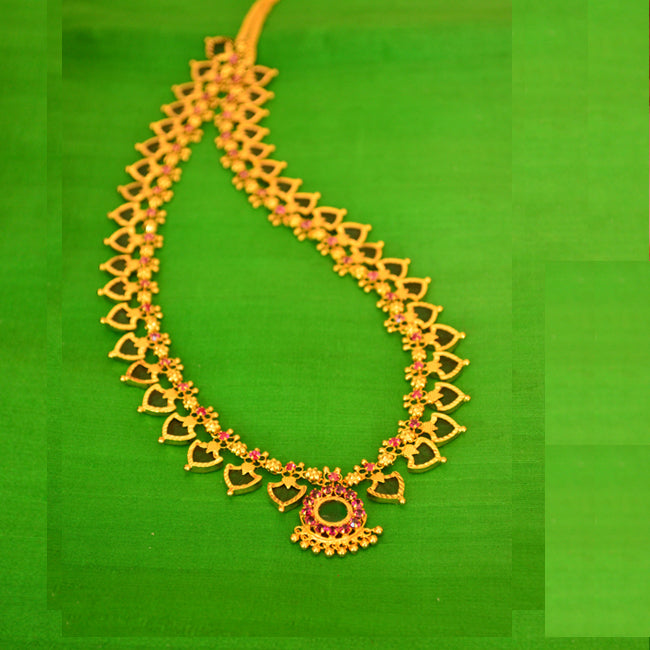 Green Long Palakka Necklace - by Shrayathi
