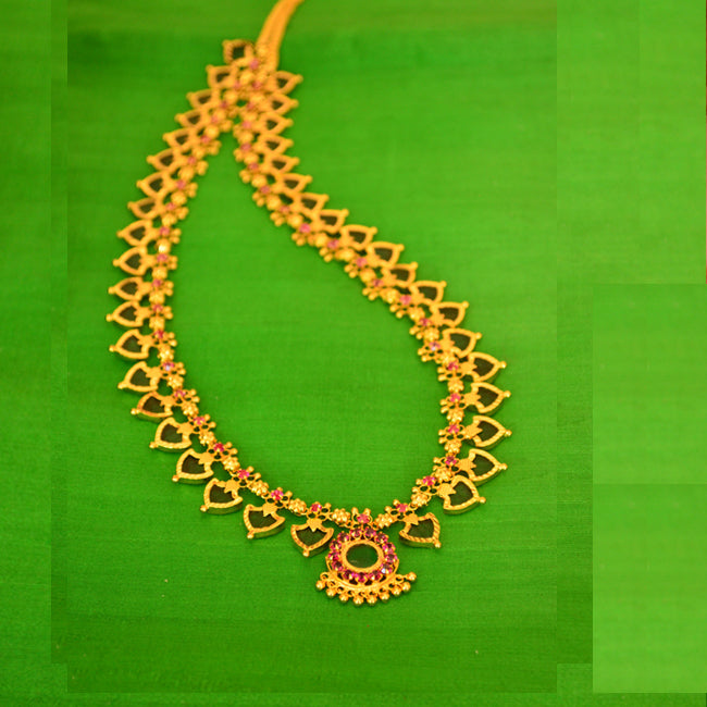 Green Long Palakka Necklace -  by Shrayathi