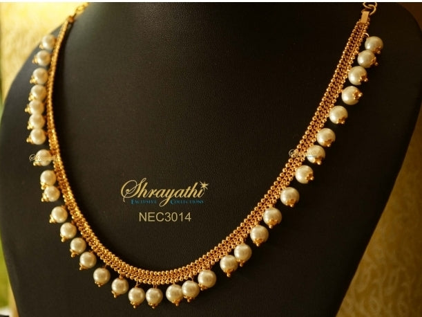 White beaded Necklace - Sold One Lakh Necklaces - by Shrayathi