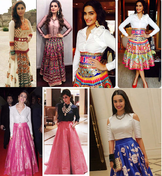 Long ethnic flared skirts ideas inspired by Bollywood stars