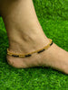 Gold plated Anklet  With Black And Golden Beads