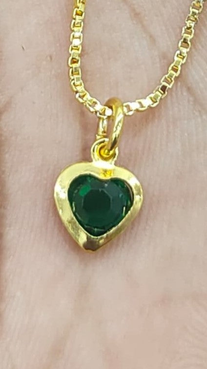 Gold plated chain and green stone pendant
