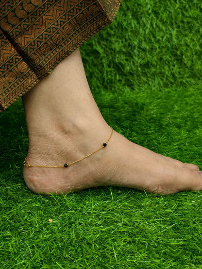 Gold plated anklet With karimani Beads