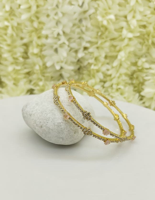 Gold plated stone bangle