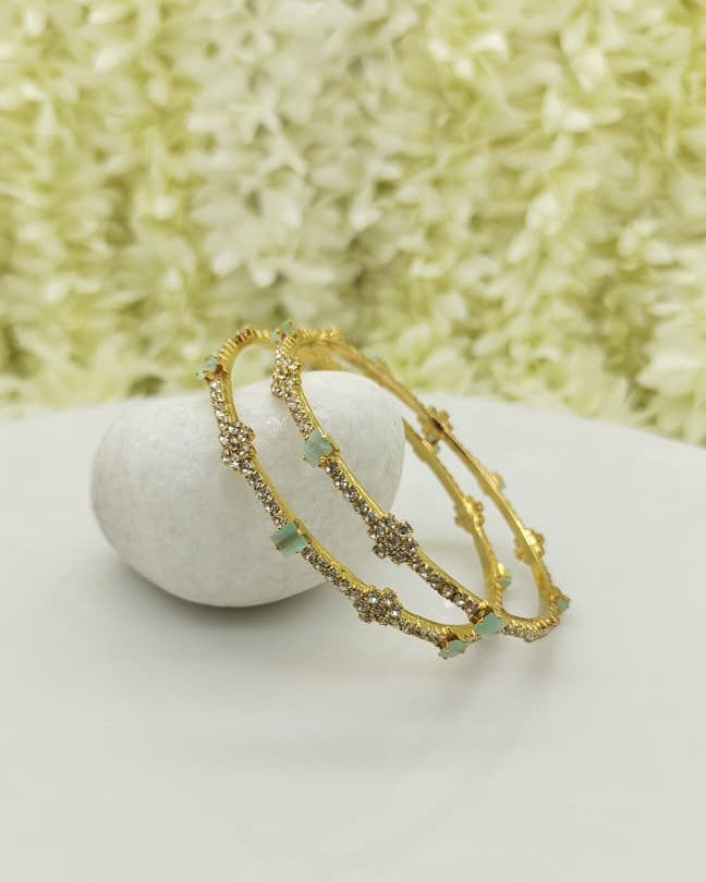 Gold plated stone bangle