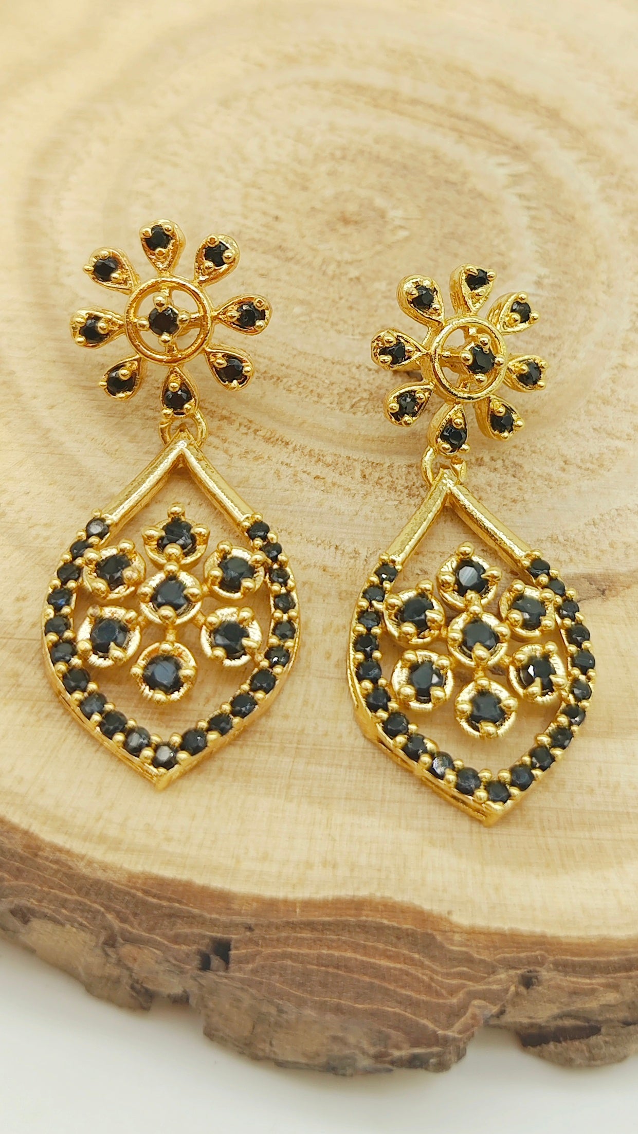 Gold plated stone earrings