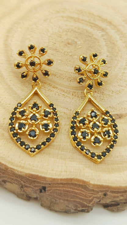 Gold plated stone earrings
