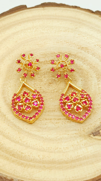 Gold plated stone earrings