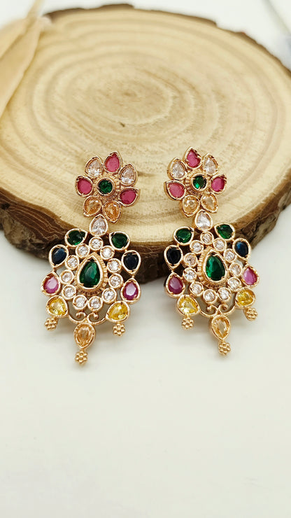 Gold plated stone earrings